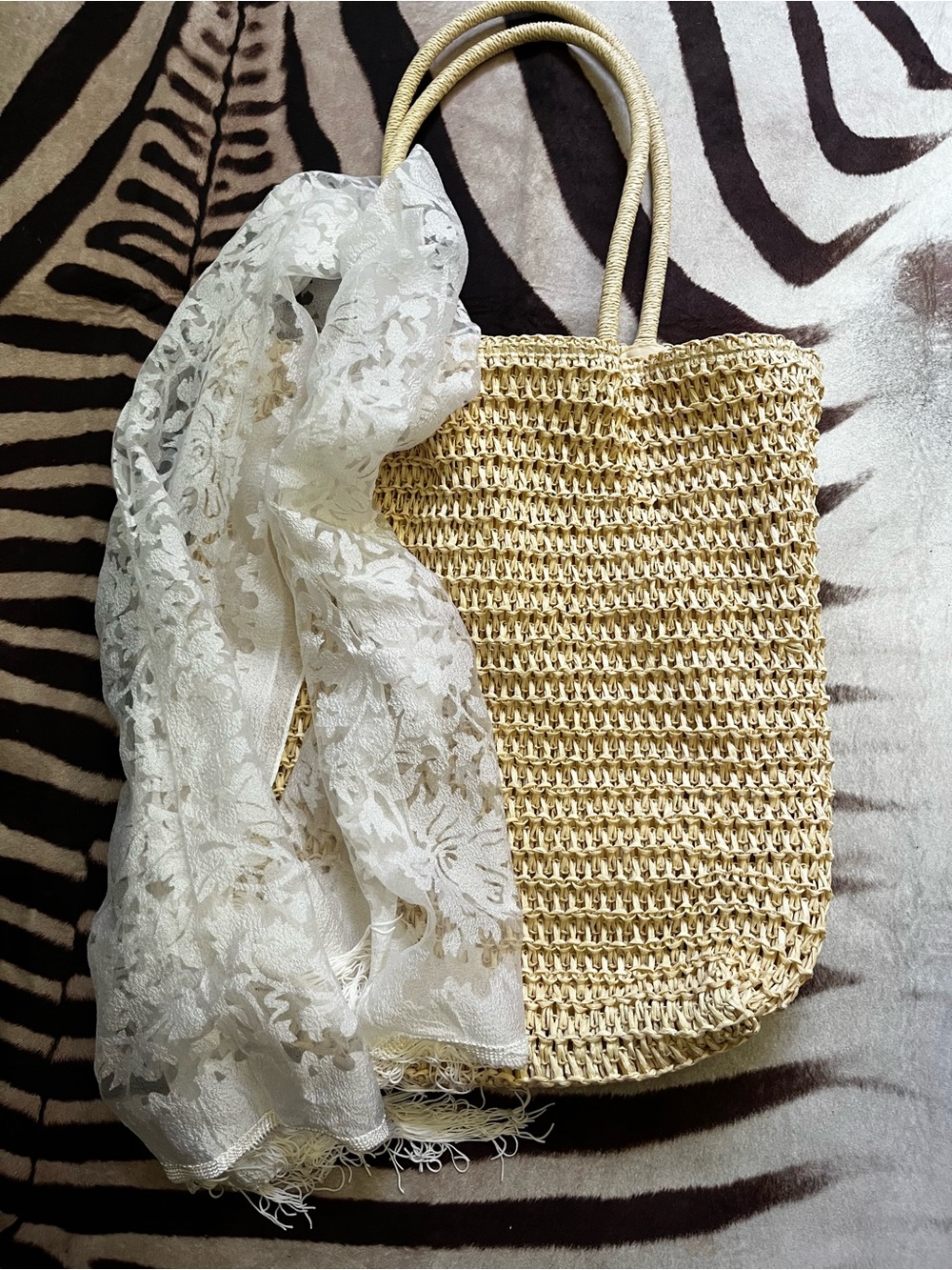 White Lace Scarf.